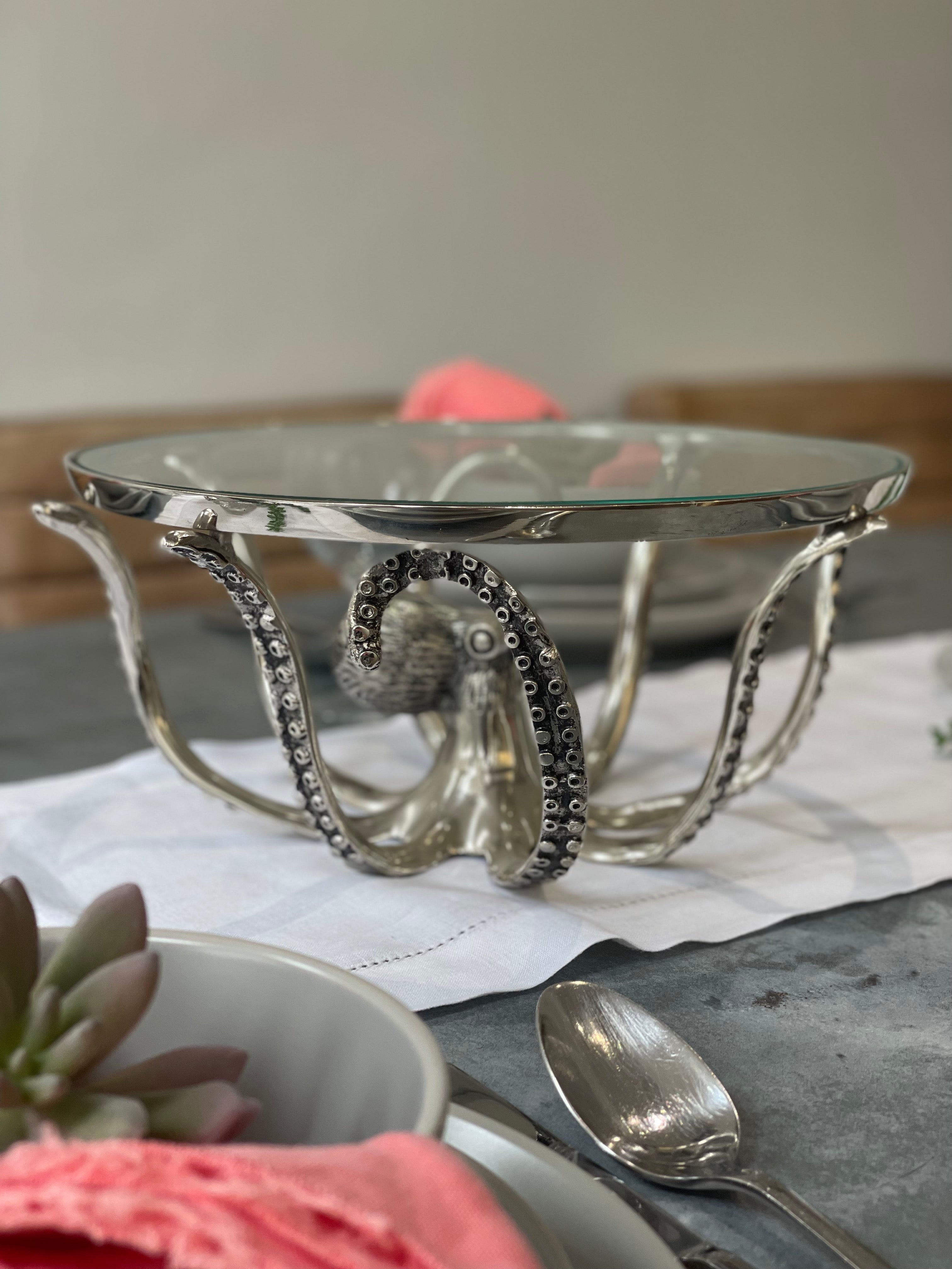 Loft1850 Silver Octopus Cake Stand With Glass Dome | Dome Cake Stand | Food  Serving Display Plate & Dome | Serveware Food Storage : Amazon.co.uk: Home  & Kitchen