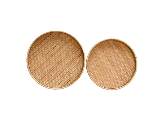 Natural Rattan Round Trays - Set of 2